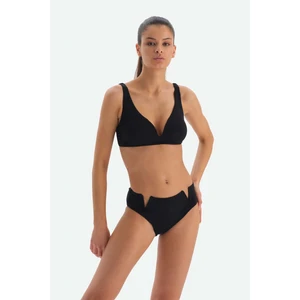 Siyah Üçgen Geniş V Tel Tel Bikini Üst