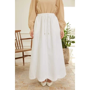 2273-PARÇALI Lastikli Etek Beyaz