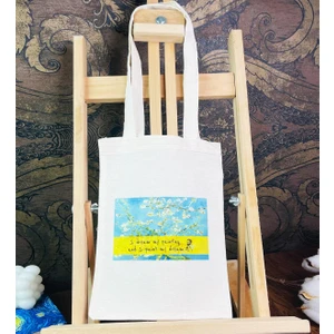 Badem Çiçeği Tasarımlı Bez Çanta