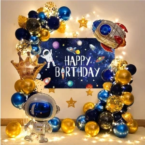 Çıtı Pıtı Store Roket Astronot Balonlar Garland Kemer Seti ile LED Işık