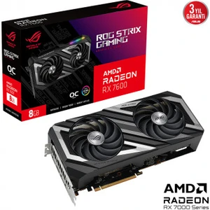 RADEON ROG RX 7600 8GB 128bit GDDR6 2755MHz OC HDMI 3xDP RGB (ROG-STRIX-RX7600-O8G-GAMING) EKRAN KARTI