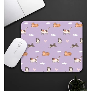 Vega Hediye Kedi Figürlü Mor Renk Mouse Pad 23X19CM Fare Altlığı Kaydırmaz Taban DE582