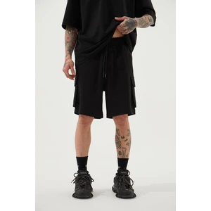 Oversize Kargo Cepli Basic Şort Siyah