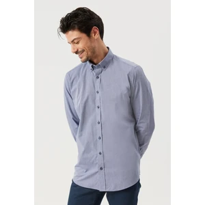 ALTINYILDIZ CLASSICS Erkek Lacivert Slim Fit Dar Kesim Düğmeli Yaka Desenli Gömlek