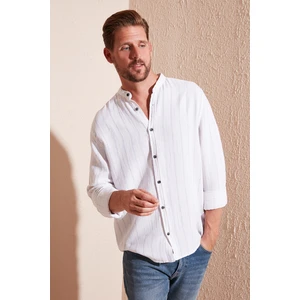 Bant Yaka Çizgili % 100 Pamuk Regular Fit Gömlek Erkek Gömlek CF23S126828