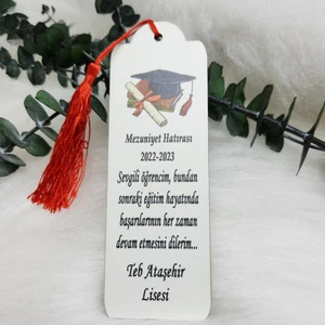 Hayaller Dükkanı 30 Adet Mezuniyet Baskılı  Kitap Ayracı Ahşap Mezuniyet Hatırası