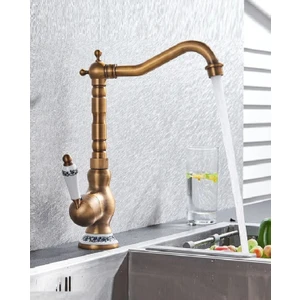Rena Design Rustik Antik Eviye Bataryası Mutfak Musluğu Eskitme Gold Osmanlı Lavabo Çanak Armatür Otantik Bakır