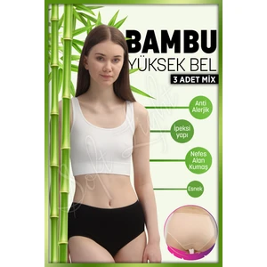 Soft Light 3'lü Bambu Yüksek Bel Bato, Kadın Külot