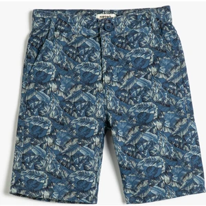 Chino Şort Cepli Floral Desenli Pamuklu