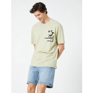 Oversize Tişört Slogan Baskılı Bisiklet Yaka Kısa Kollu Pamuklu