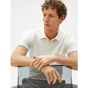 Basic Polo Tişört Düğmeli Dar Kesim Kısa Kollu Pamuklu