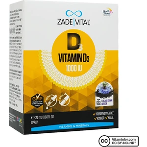 Zade Vital D3 Vitamini 1000 Iu 20 ml Sprey