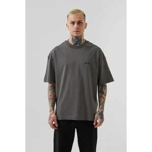 Oversize Basic Süprem Pamuklu T-Shirt Duman