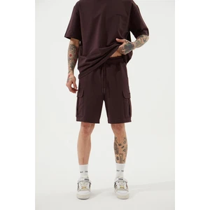 Relaxed Kargo Cepli Basic Şort Kahve