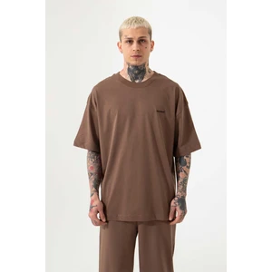 Oversize Basic Süprem Pamuklu T-Shirt Kahve