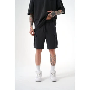 Relaxed Kargo Cepli Basic Şort Soft Siyah