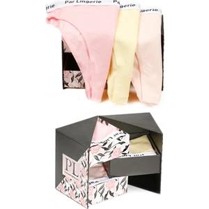 Kadın 3lü Slip Külot Pembe-Sarı-Somon