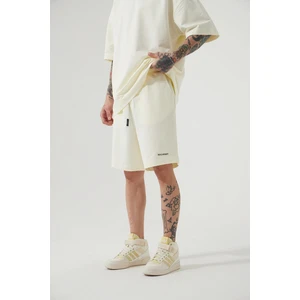 Oversize Basic Cepli Şort Krem