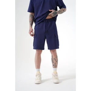 Relaxed Kargo Cepli Basic Şort Lacivert