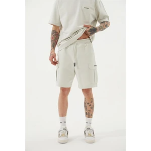 Relaxed Kargo Cepli Basic Şort Gri