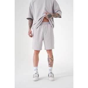 Relaxed Basic Pamuklu Cepli Şort Açık Gri