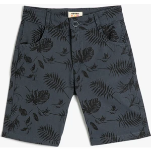 Chino Şort Floral Desenli Cepli Pamuklu