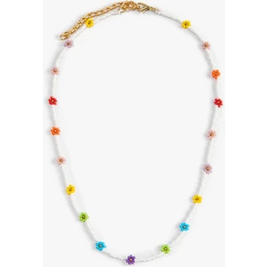 Boncuklu Kolye Minimal Çiçek Figürlü