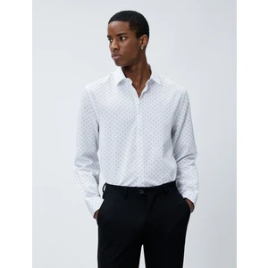 Spor Gömlek Geometrik Detaylı Klasik Yaka Slim Fit Non Iron