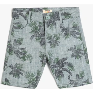 Chino Şort Floral Desenli Cepli Pamuklu