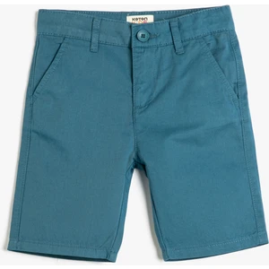 Bermuda Şort Basic Chino Cepli Pamuklu Beli Ayarlanabilir Lastikli