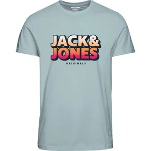 Jack & Jones Sıfır Yaka Baskılı Açık Mavi Erkek T-Shirt 12238135
