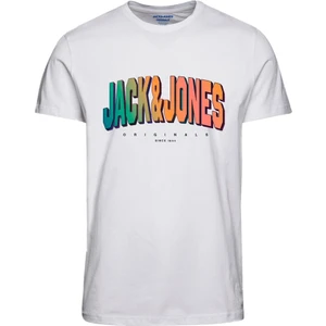 Jack & Jones Sıfır Yaka Baskılı Beyaz Erkek T-Shirt 12238135