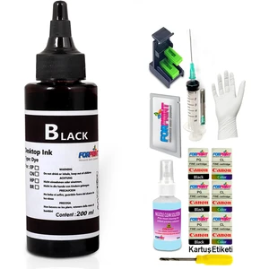 Canon Pıxma E404/E414 Yazıcı Uyumlu Forprint Dolum Seti 200ML Siyah