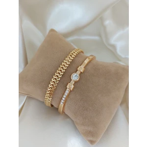 X-lady Accessories Altın Renk Kadın Altın Kaplama Zirkon Taşlı Kararmaz Kombin Bileklik - 2404