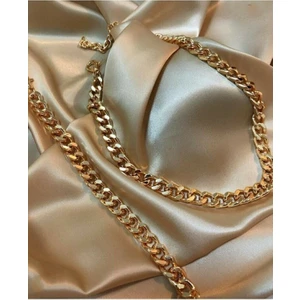 X-lady Accessories Altın Renk Kadın Altın Kaplama  Şık Cadena Kolye Bileklik Set - 2048