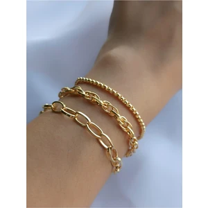 X-lady Accessories Altın Renk Kadın Üçlü Zincir Kombin Bileklik -  2413