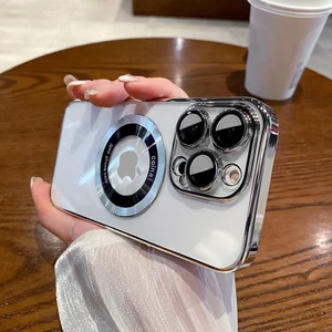 iPhone 14 Pro Max Kılıf Magsafe Şarj Özellikli Lens ve Toz Korumalı Şık Logo Tasarımlı Sert Ince