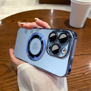 iPhone 13 Pro Max Kılıf Magsafe Şarj Özellikli Lens ve Toz Korumalı Şık Logo Tasarımlı Sert Ince
