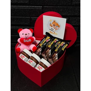 Kiz Arkadasa Dogum Gunu Hediyesi Kalpli Mini Ayıcık - Browni Intense - Mini Nutellalar