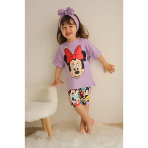 Miniko Kids Kız Çocuk Micekey Mouse Kapri Taytlı Kısa Kol Pamuk Takım