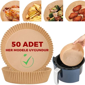 Airfryer Pişirme Kağıdı 50 Adet Hava Fritözü Kare Model Pişirme Kağıdı Airfryer Yağsız Firitöz