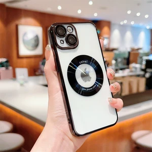 iPhone 13 Kılıf Magsafe Şarj Özellikli Lens ve Toz Korumalı Şık Logo Tasarımlı Sert Ince