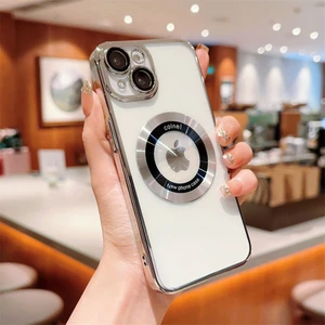 iPhone 13 Kılıf Magsafe Şarj Özellikli Lens ve Toz Korumalı Şık Logo Tasarımlı Sert Ince