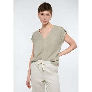 Kadın V Yaka Haki Bluz 122504-80697