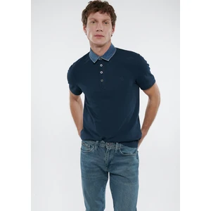 Erkek Denim Yaka Detaylı Lacivert Polo Tişört 062685-28417