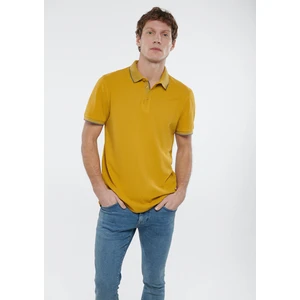 Erkek Renkli Şerit Detaylı Sarı Polo Tişört 065920-30719