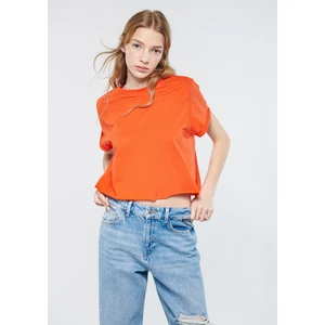Kadın Turuncu Basic Crop Tişört 168220-33272