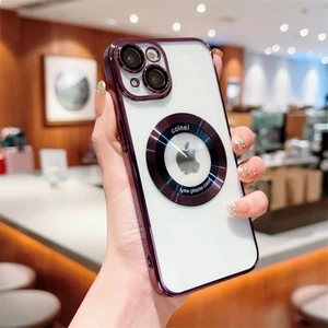 iPhone 14 Kılıf Magsafe Şarj Özellikli Lens ve Toz Korumalı Şık Logo Tasarımlı Sert Ince