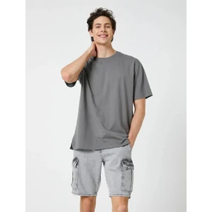 Kot Şort Kargo Cep Detaylı Düğmeli