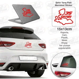 Izmir Ili 35 Plaka Kodu Memleket Kırmızı Yarış Pisti Sticker - Oto Araba Etiket, Aksesuar, Tuning